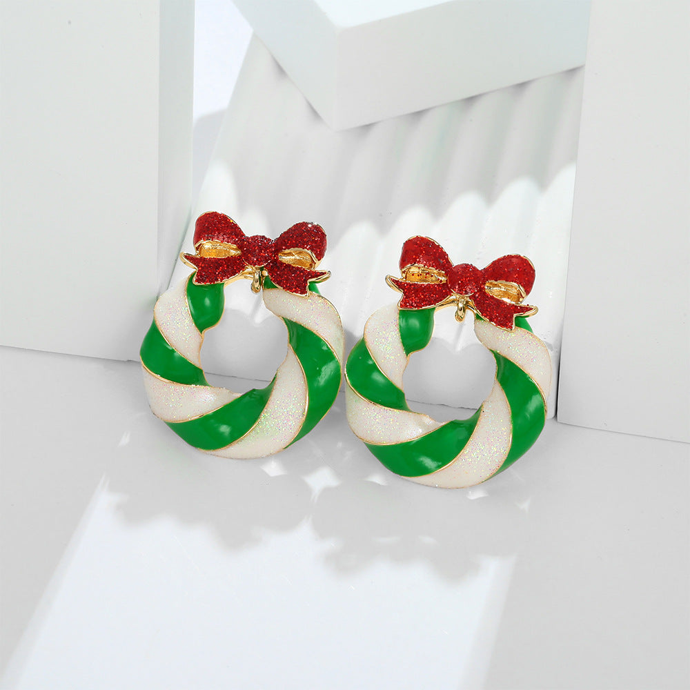 Peppermint Twist Wreath Hoop Earrings - view 1