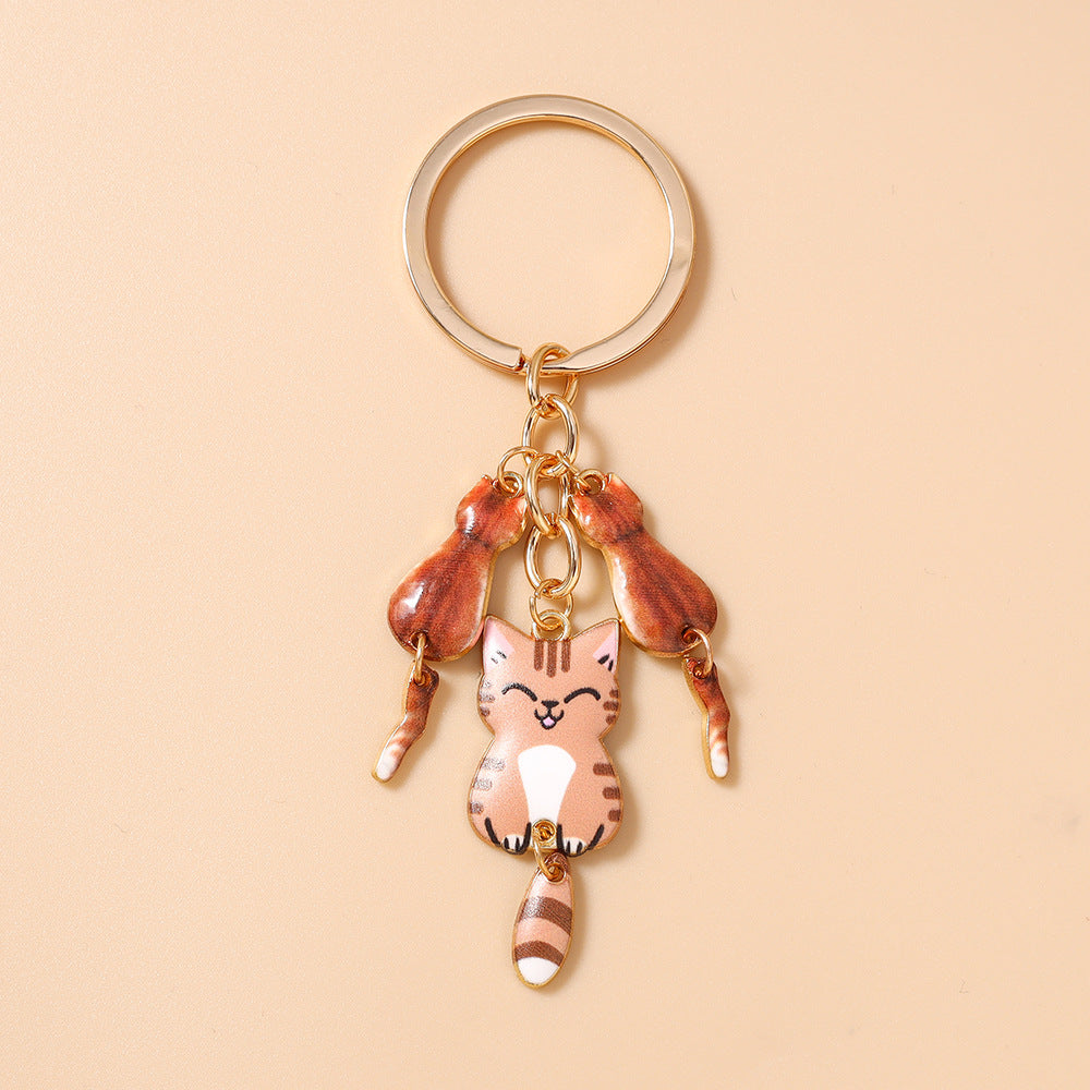 Enamel Cat Bag Charm Keychain - Orange