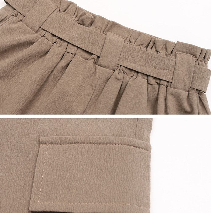 High Waisted Pleated Tapered Trousers - Khaki - 2
