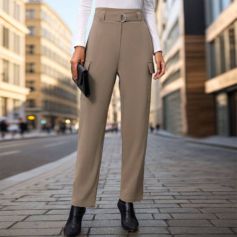 High Waisted Pleated Tapered Trousers