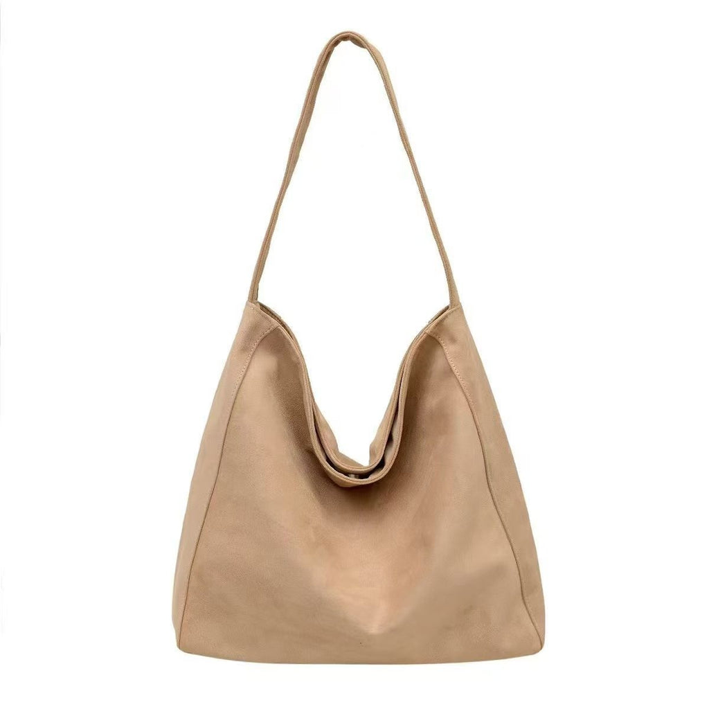 Faux Suede Slouchy Shoulder Tote Bag