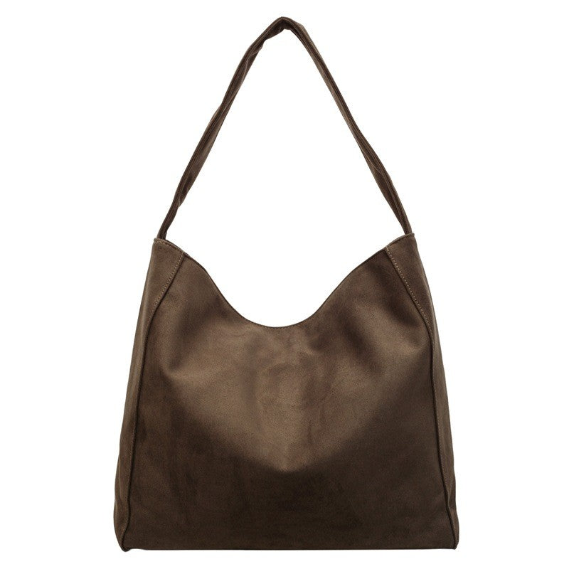 Faux Suede Slouchy Shoulder Tote Bag