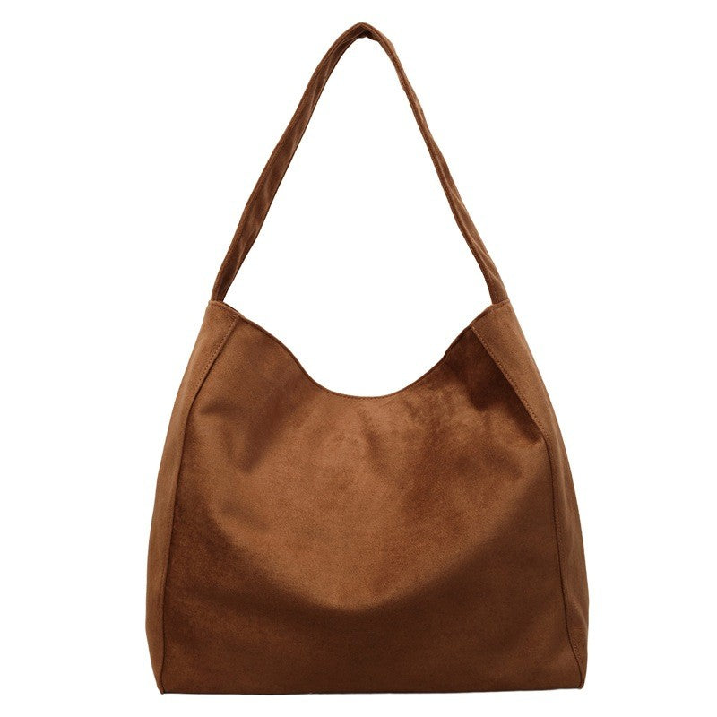 Faux Suede Slouchy Shoulder Tote Bag