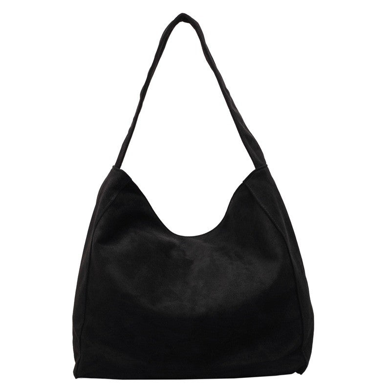 Faux Suede Slouchy Shoulder Tote Bag