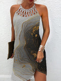 Cutout Halter Neck Printed Mini Dress - Color_08