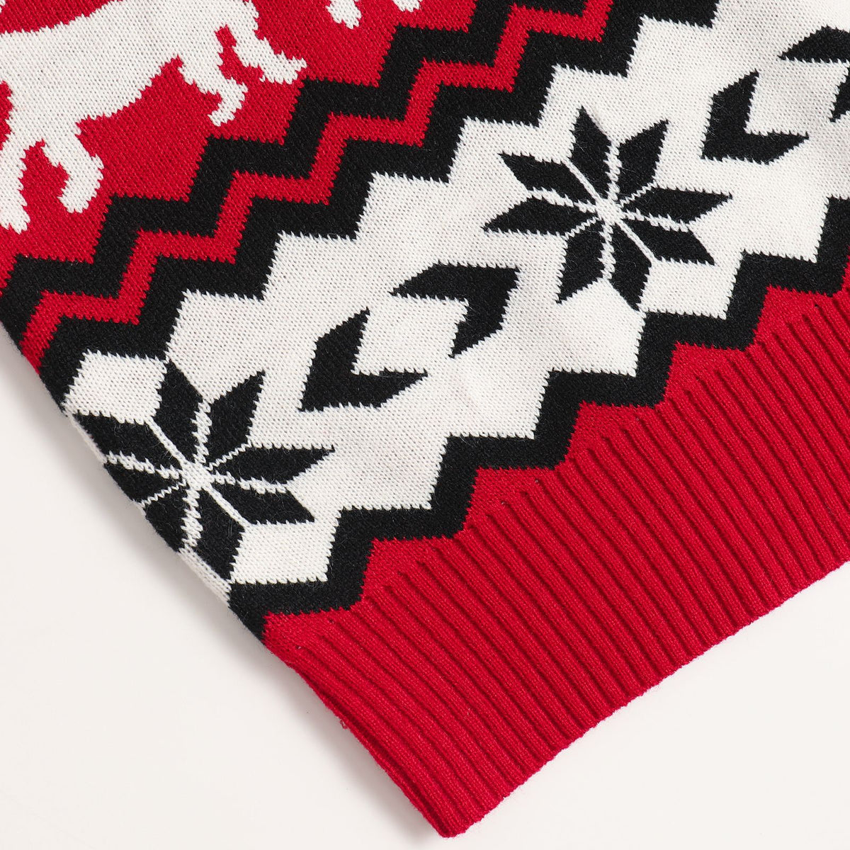 Reindeer Snowflake Nordic Knit Sweater - Red - 3