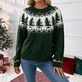 Dark Green Fair Isle Christmas Tree Knit Sweater - Dark_Green