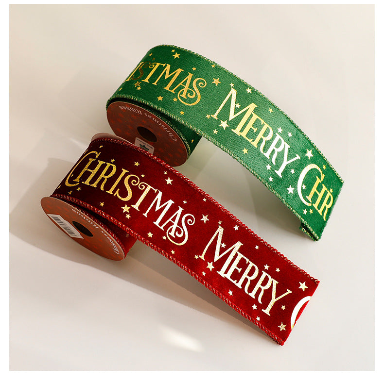 Christmas Craft Ribbon Roll with Foil Print Designs