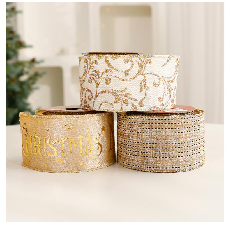 Christmas Craft Ribbon Roll with Foil Print Designs - view 4