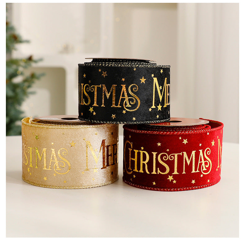 Christmas Craft Ribbon Roll with Foil Print Designs - view 5