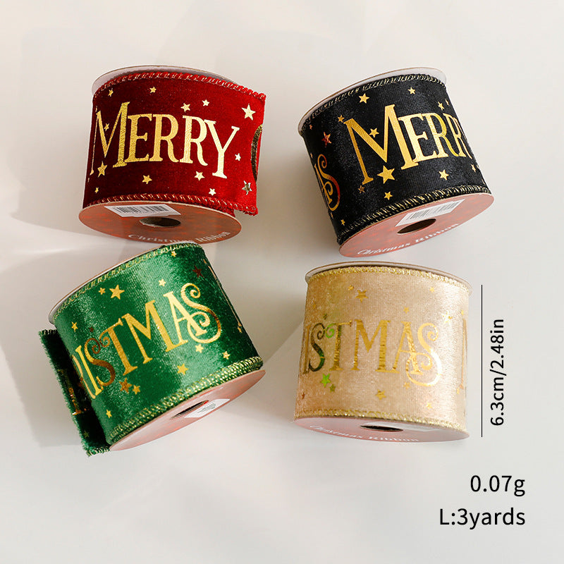 Christmas Craft Ribbon Roll with Foil Print Designs - view 6