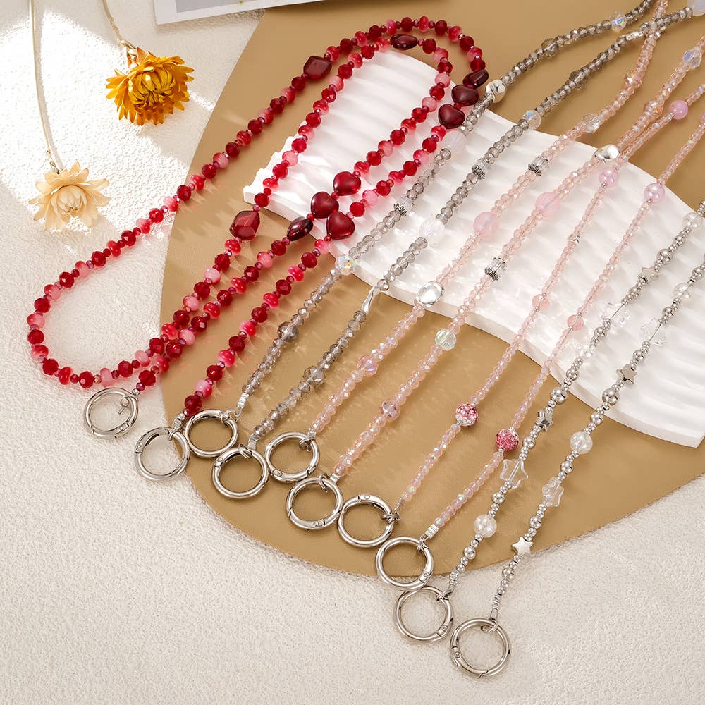 Faceted Bead Phone Wrist Strap Keychain