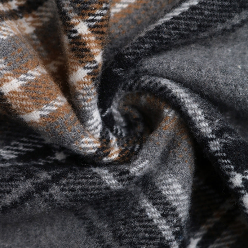 Plaid Colorblock Chevron Crewneck Sweatshirt - Black - 2