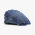 Vintage Washed Denim Beret Hat - Blue