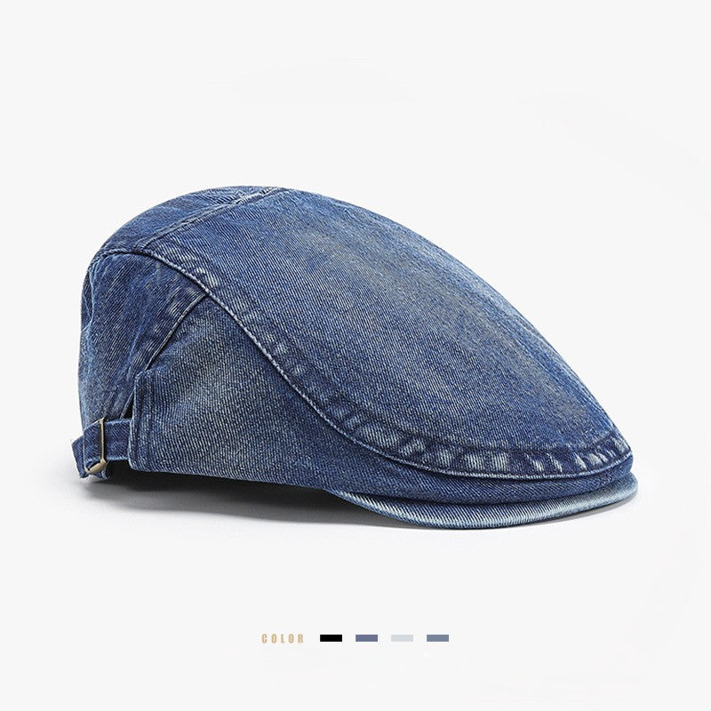 Vintage Washed Denim Beret Hat