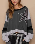 Star Patch Long Sleeve Cropped Tee - C1