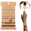 Braided Charm Hair Tie Bracelet Set - Cherry