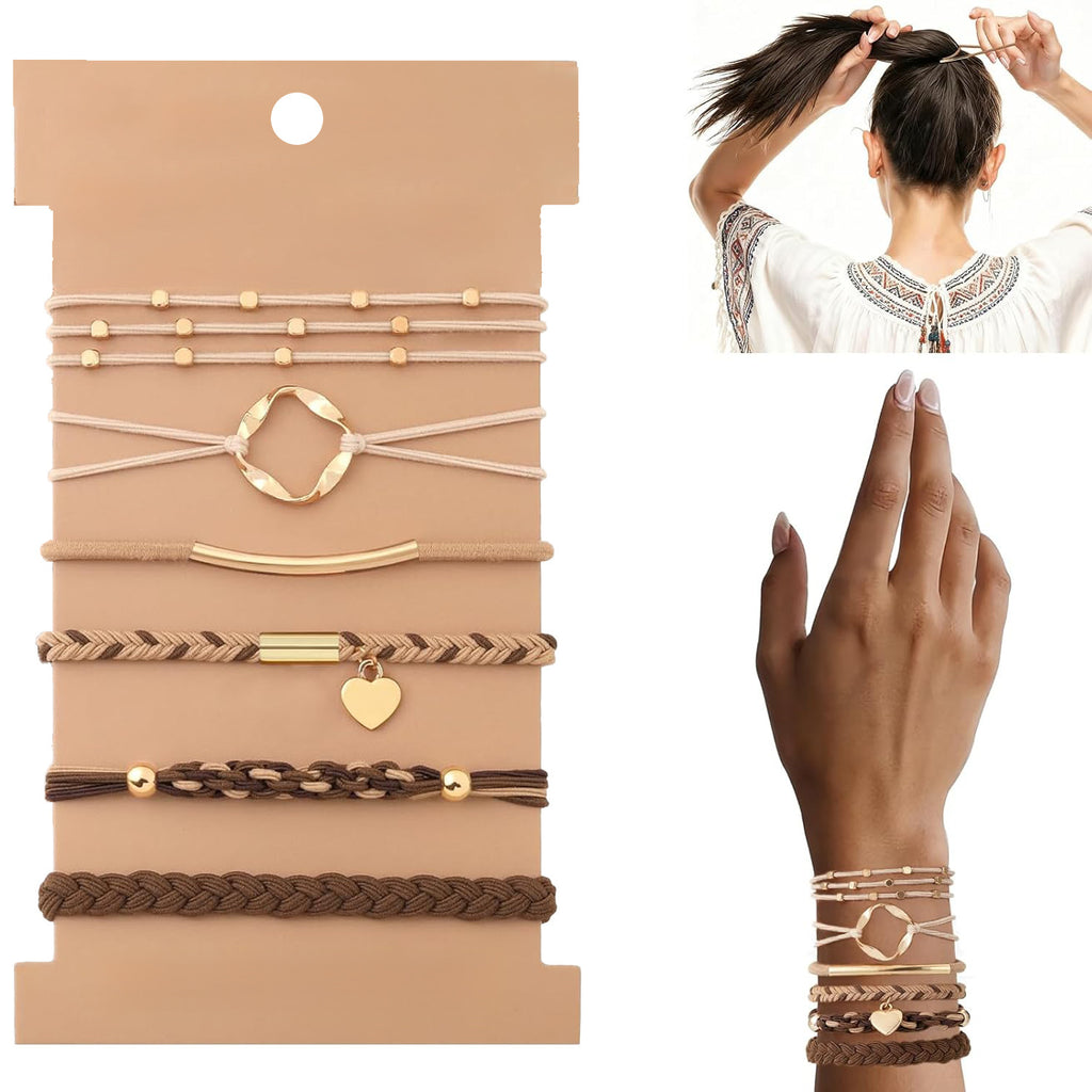 Braided Charm Hair Tie Bracelet Set - Geometry