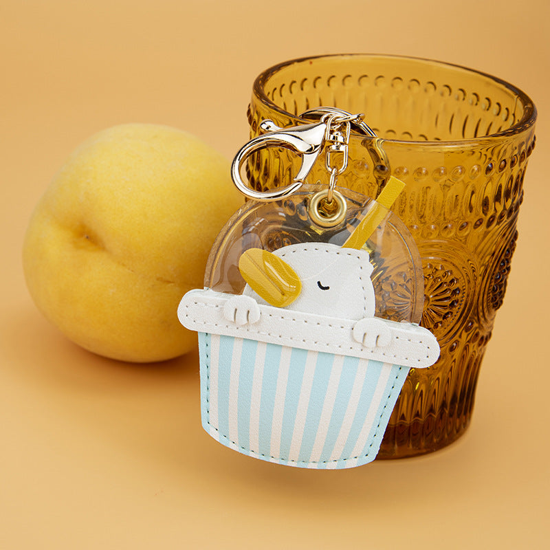 Animal Bubble Tea Cup Keychain Charm - Duck - 2