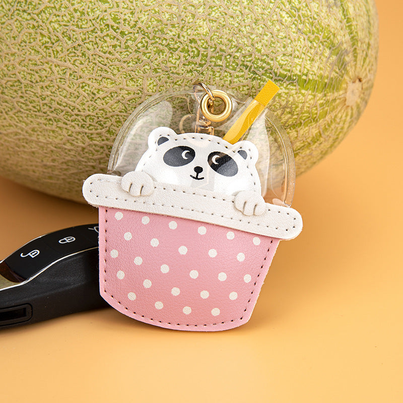 Animal Bubble Tea Cup Keychain Charm - Panda - 1