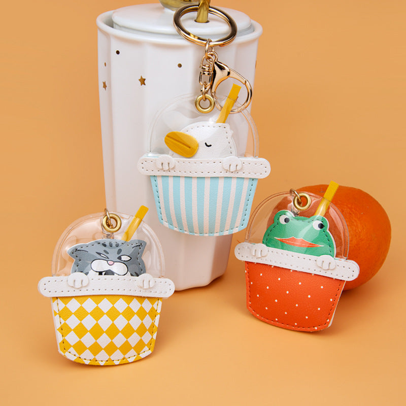 Animal Bubble Tea Cup Keychain Charm - view 1