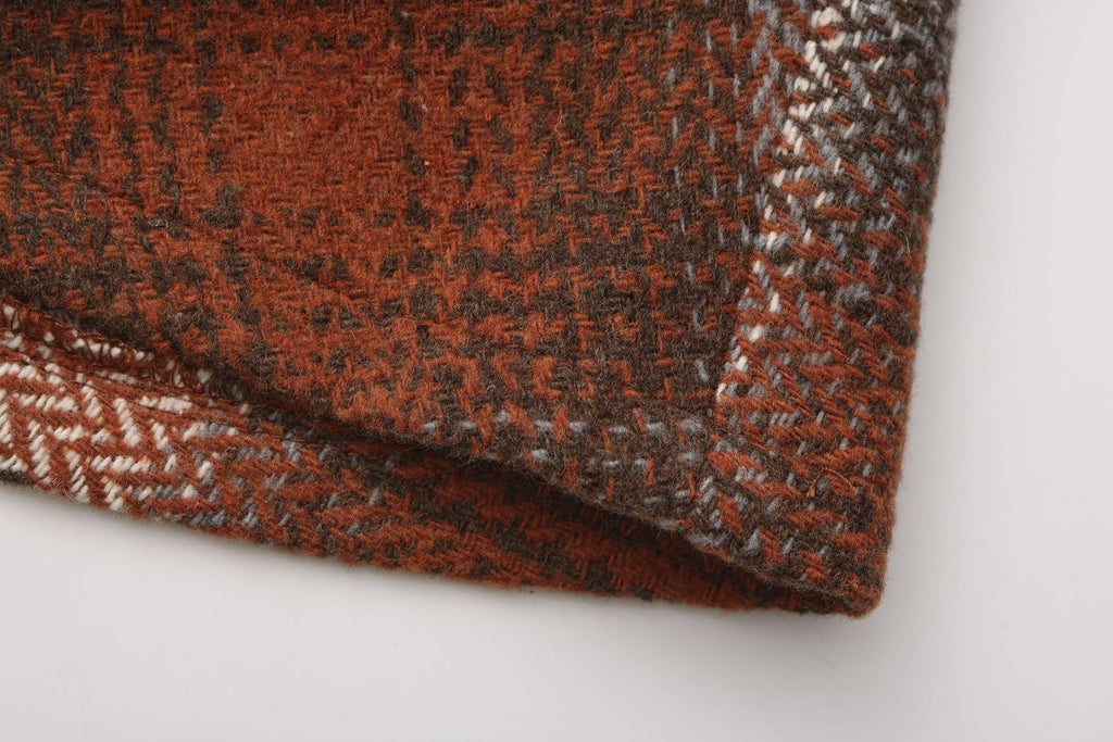 Buffalo Check Wool Blend A Line Mini Skirt - Orange - 4
