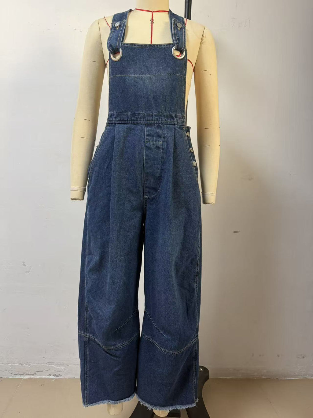 Oversized Barrel Leg Bib Overalls - view 1