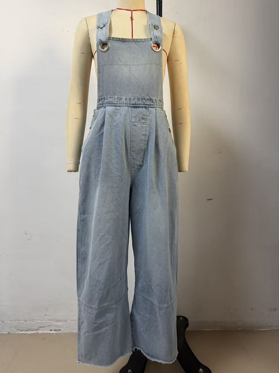 Oversized Barrel Leg Bib Overalls - view 2
