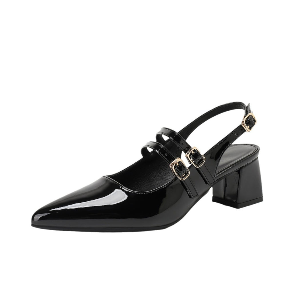 Pointed Toe Patent Mary Jane Slingback Heels