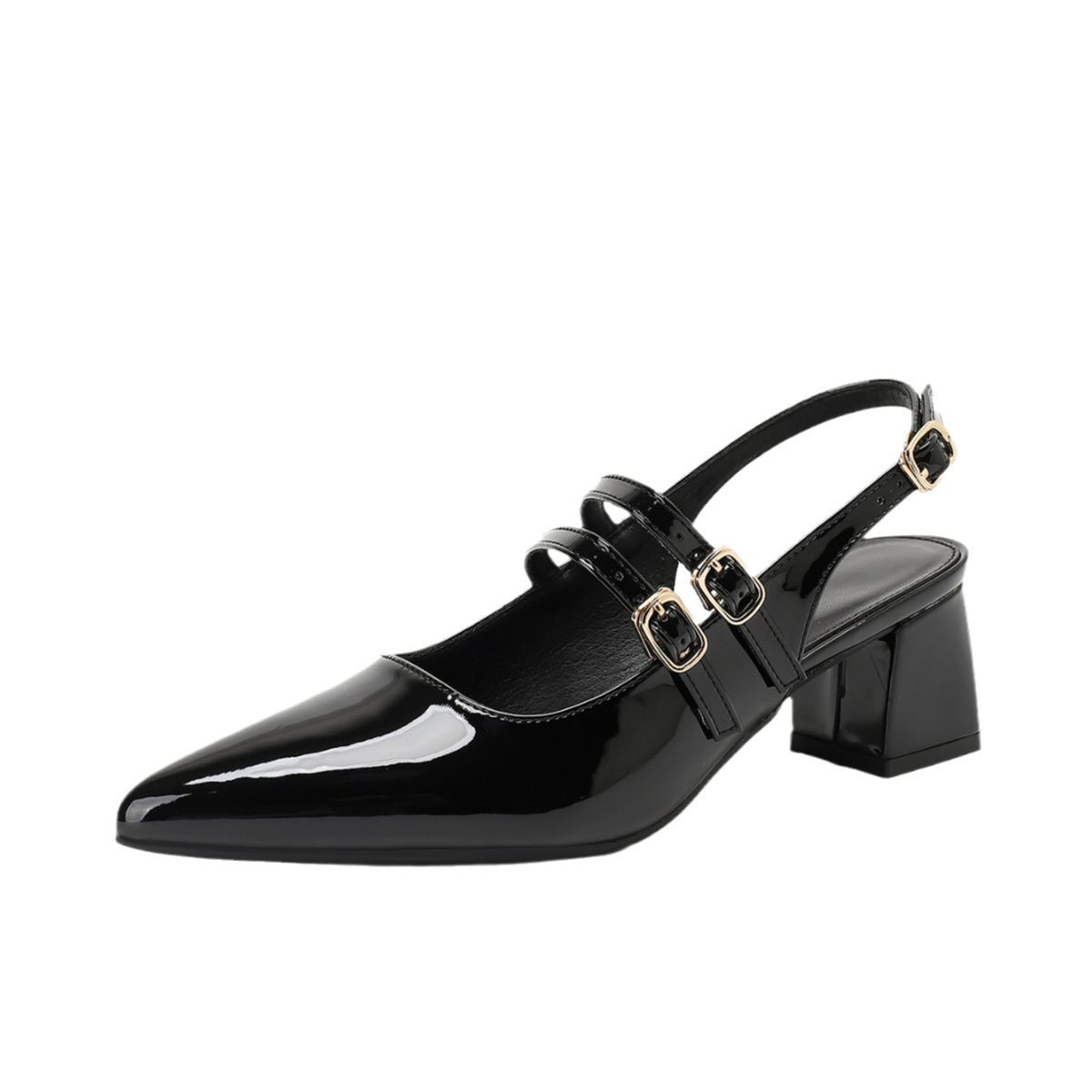 Pointed Toe Patent Mary Jane Slingback Heels
