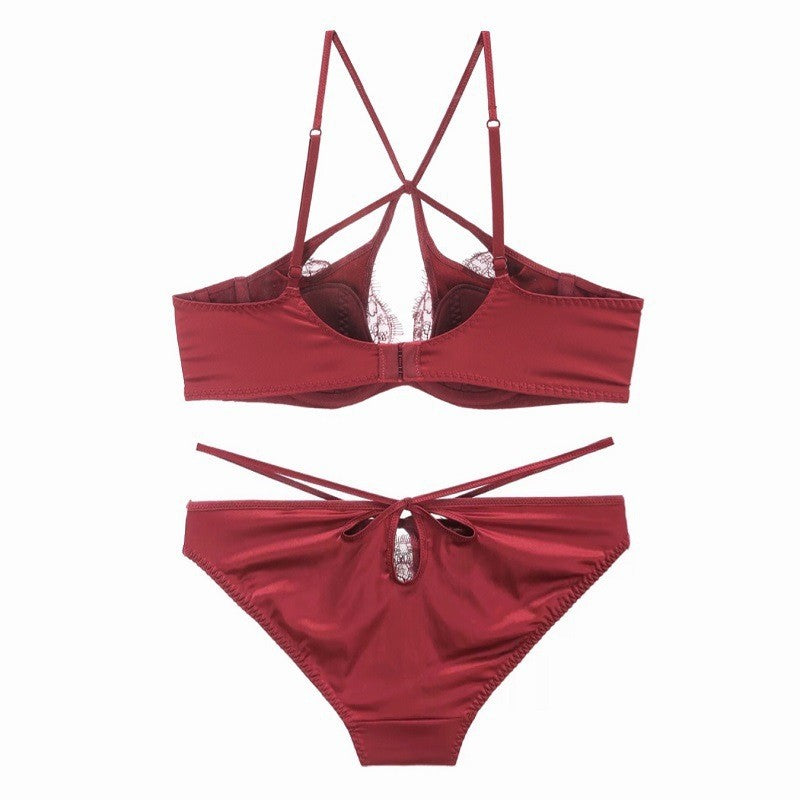 Satin Strappy Keyhole Underwire Bra And Panty Set