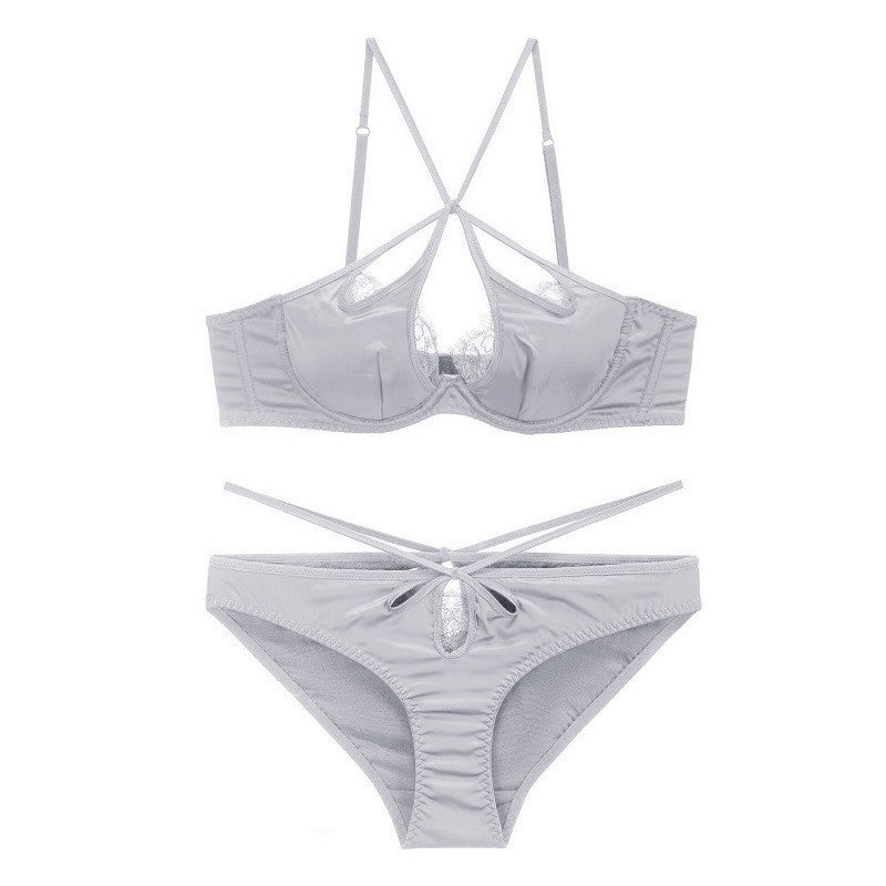 Satin Strappy Keyhole Underwire Bra And Panty Set