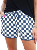 Bold Print Curved Hem Drawstring Shorts - NO13