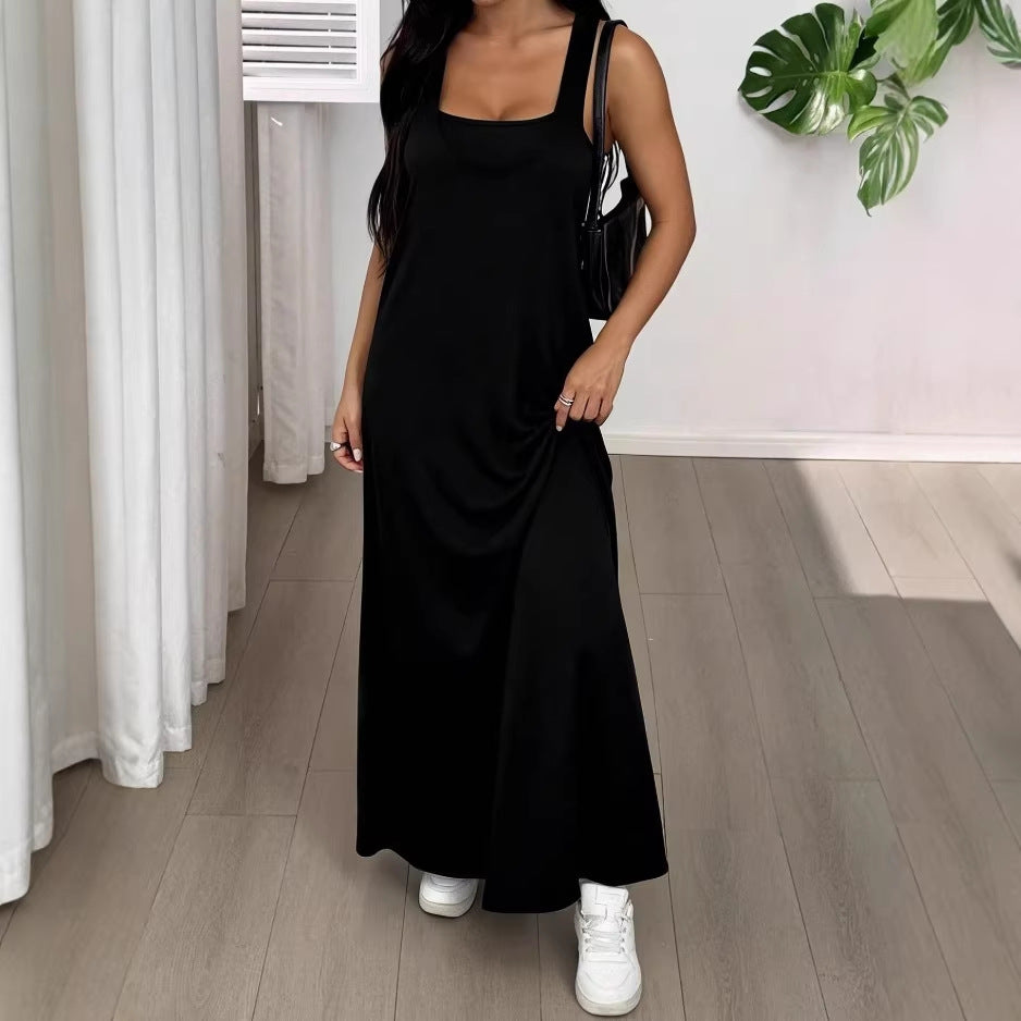 Layered Cutout Strappy Sleeveless Maxi Dress - Black