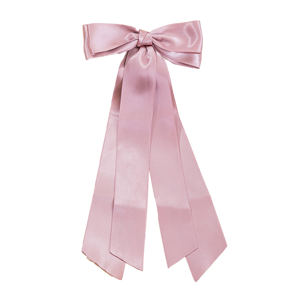 Double Layer Satin Bow Hair Clip With Tails