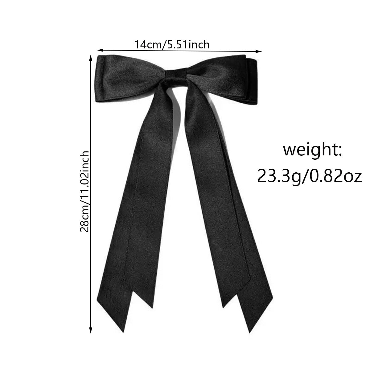 Double Layer Satin Bow Hair Clip With Tails - view 4