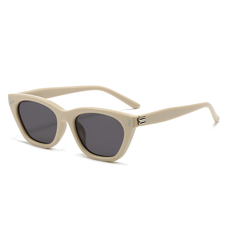 Slim Cat Eye Frame Sunglasses - Beige