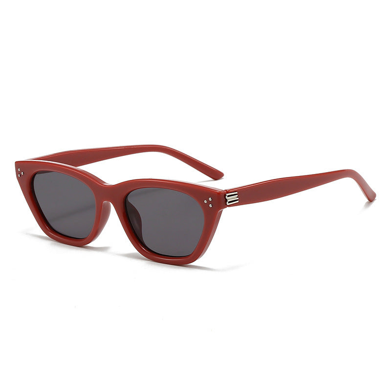 Slim Cat Eye Frame Sunglasses - Red