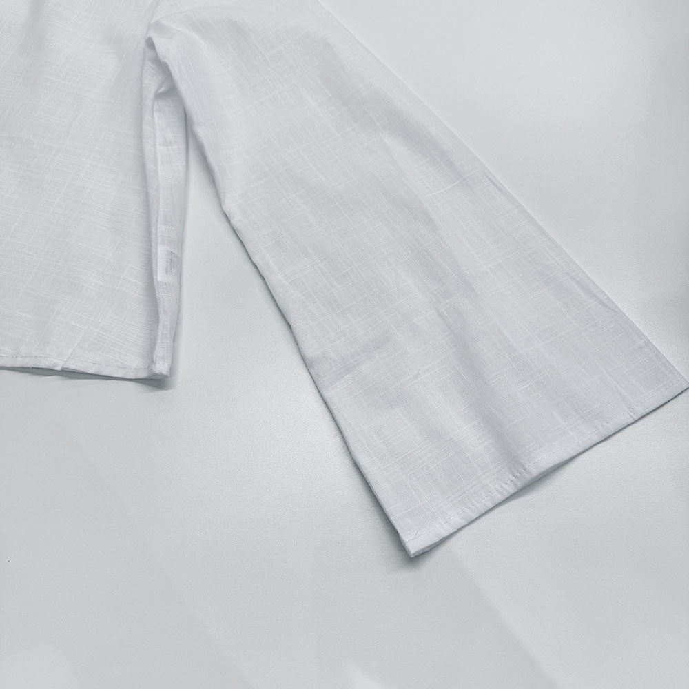 Tie Front Flared Sleeve Cropped Blouse - white - 8