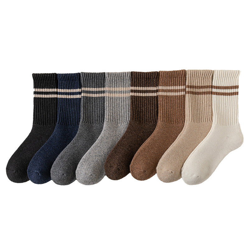 Ribbed Double Stripe Crew Socks