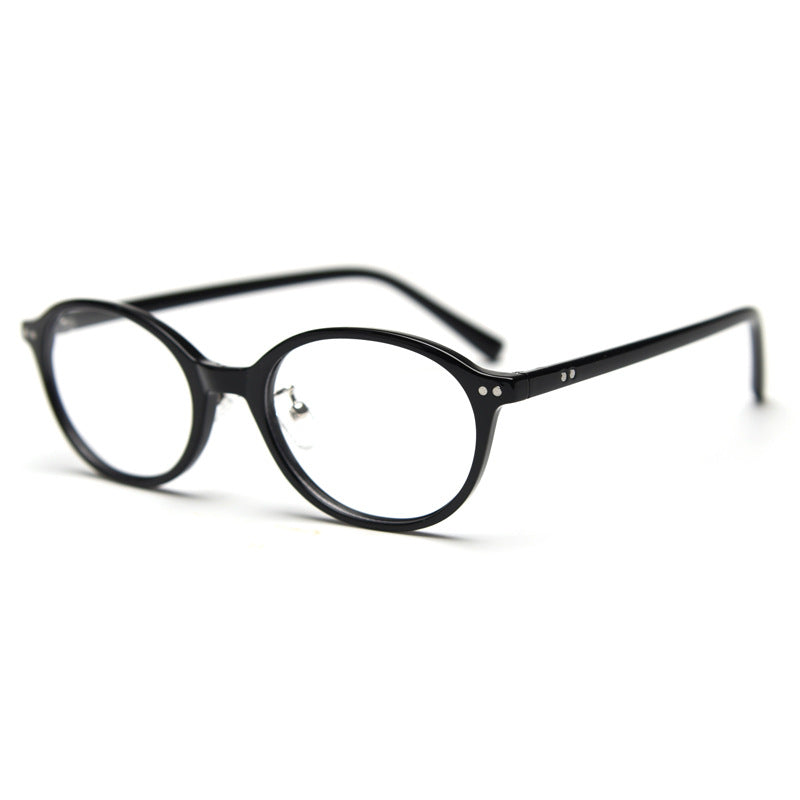 Slim Oval Acetate Eyeglass Frames - Black