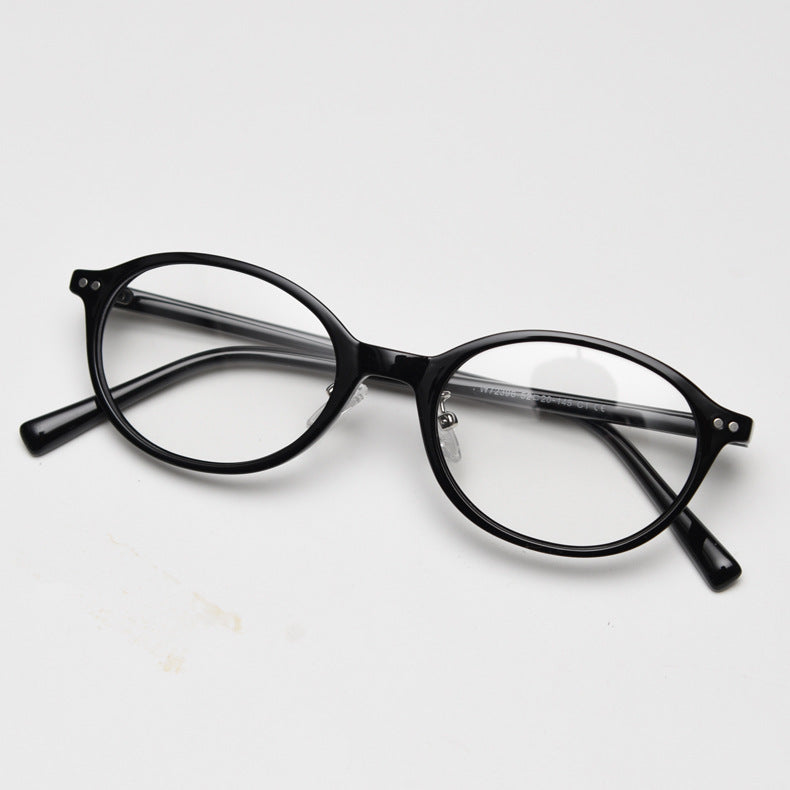 Slim Oval Acetate Eyeglass Frames - Black - 1