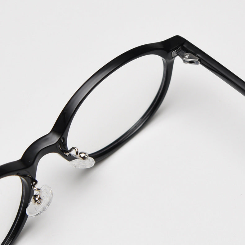 Slim Oval Acetate Eyeglass Frames - Black - 2