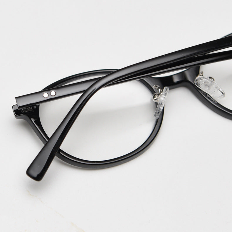 Slim Oval Acetate Eyeglass Frames - Black - 3