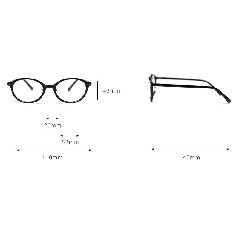 Slim Oval Acetate Eyeglass Frames - Black - 4