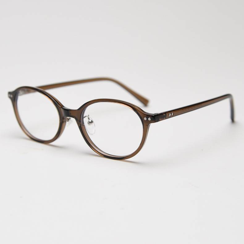 Slim Oval Acetate Eyeglass Frames - Tea