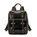 Vintage Two-Tone Faux Leather Backpack - Black