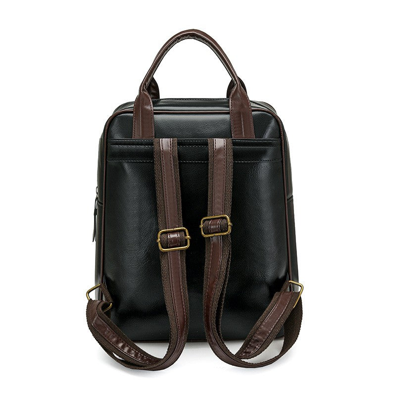 Vintage Two-Tone Faux Leather Backpack