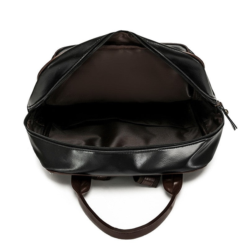 Vintage Two-Tone Faux Leather Backpack