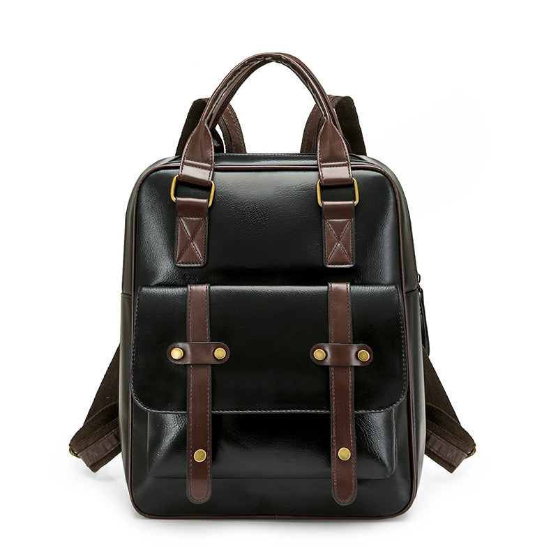 Vintage Two-Tone Faux Leather Backpack